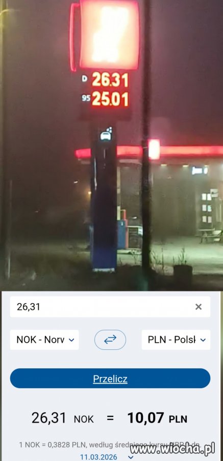 Za ceny paliwa w Norwegii, która ma ropę odpowiada