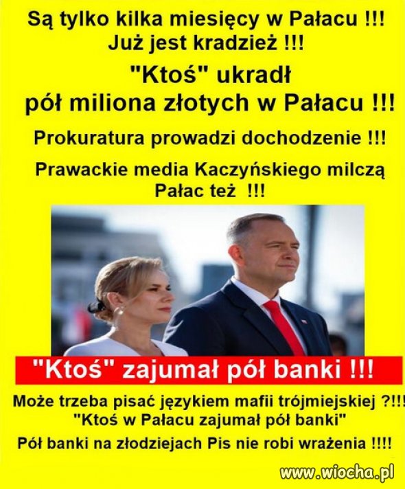 "Ktoś" ukradł pół miliona złotych w Pałacu !!!