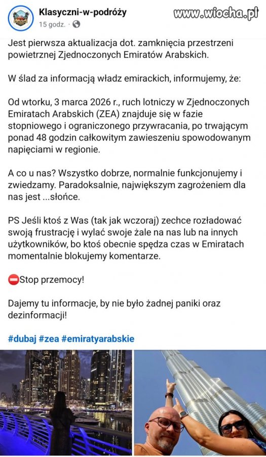 Rodacy w ZEA, dla których największym zagrożeniem jest... wpis na fb!