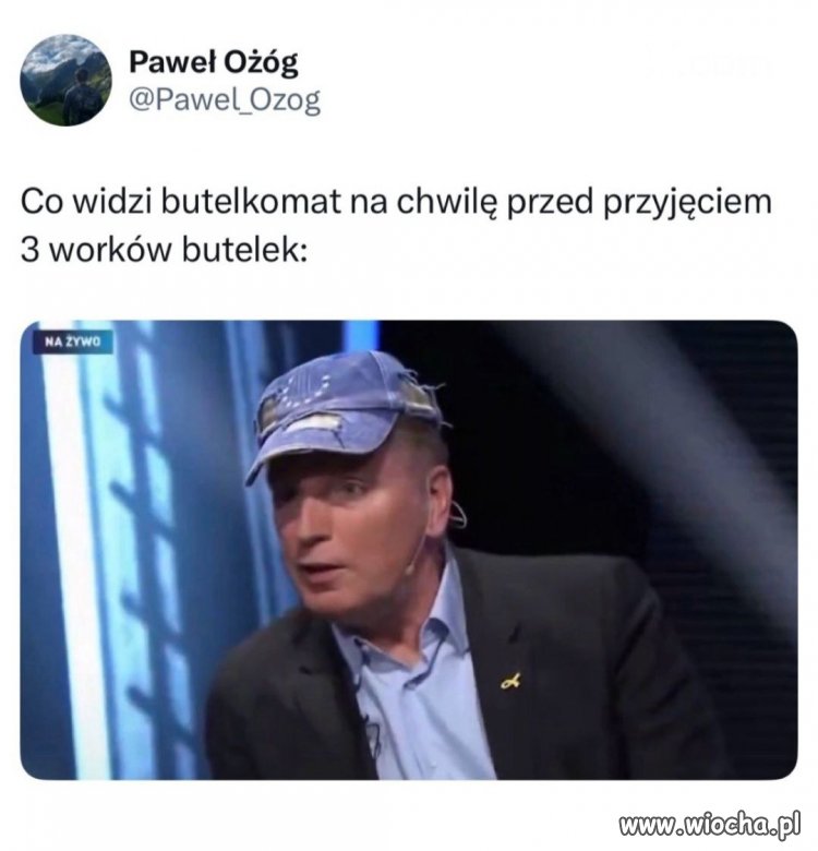 Co widzi butelkomat na chwilę przed przyjęciem 3 worków butelek?