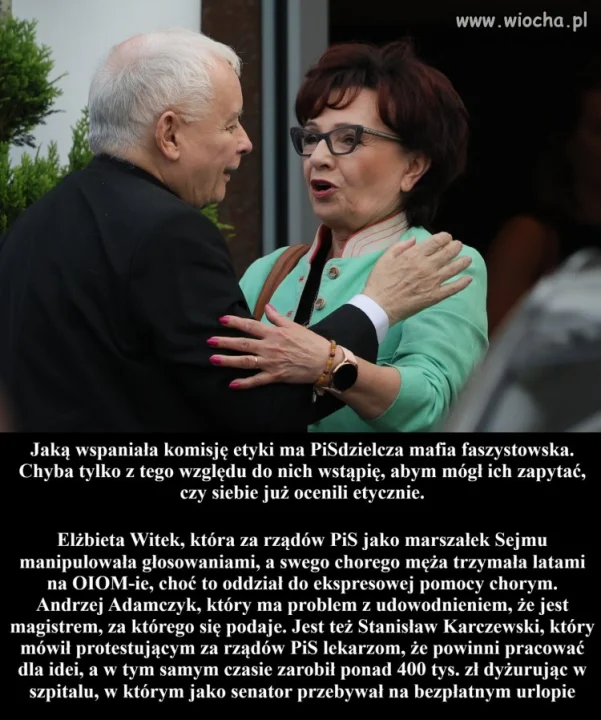 Uspokoiłem się,  jak takie tuzy są w komisji etyki
