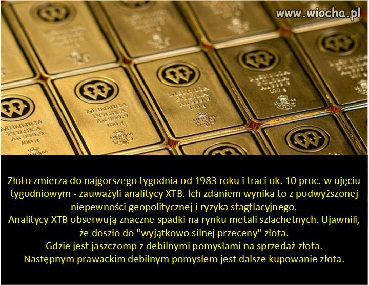 Jaszczomp kupuje, złoto tanieje.