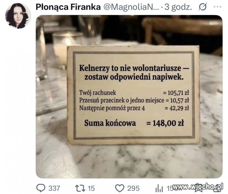 Ponad 40 zł napiwku to przesada?