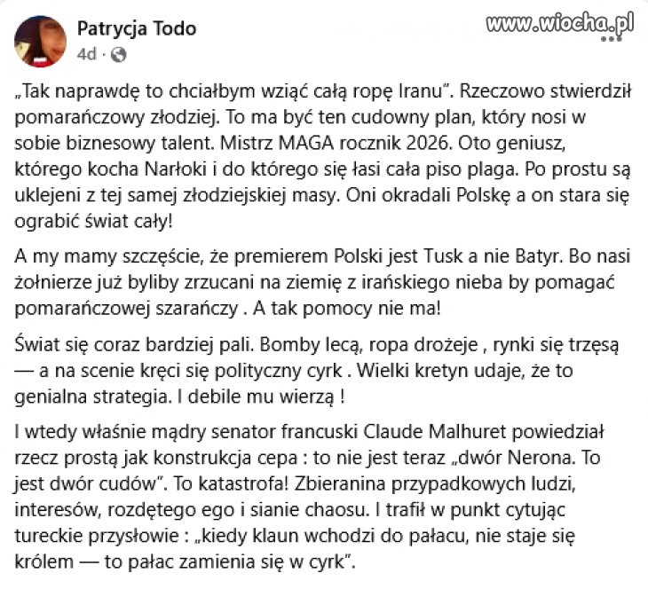 Tureckie przysłowie : „kiedy klaun wchodzi do  pałacu,
