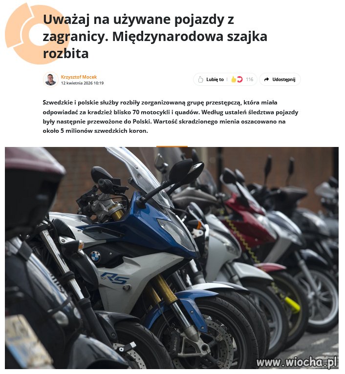 Kradzieże w Szwecji. Łącznie zniknęło około 70 pojazdów