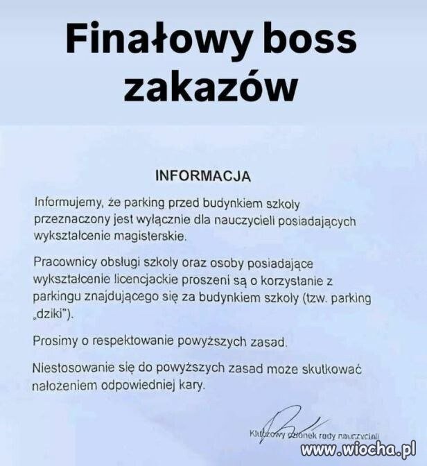 Parkowanie przed budynkiem tylko dla magistrów