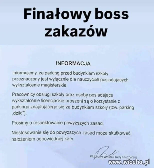 Parkowanie przed budynkiem tylko dla magistrów