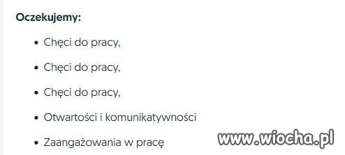Chyba szukają kogoś, kto ma chęć do pracy