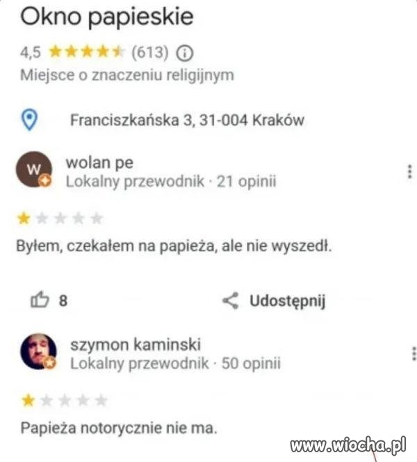 Okno papieskie i jego opinie