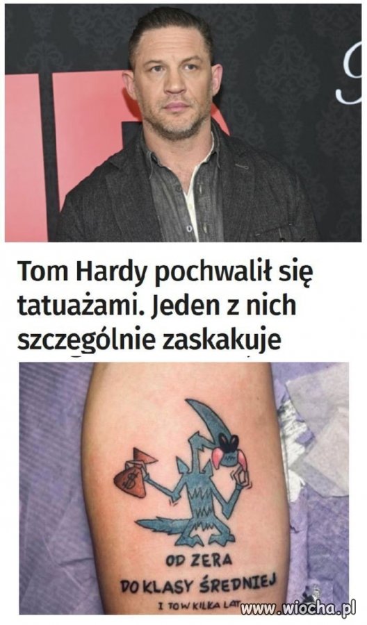 Tom Hardy ma tatuaż po polsku