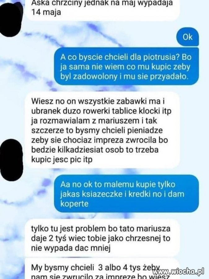 A ile u was wypada w kopertę na chrzciny?