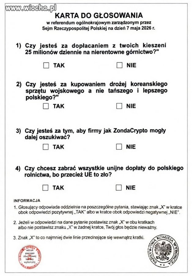 Wyciekła karta do głosowania