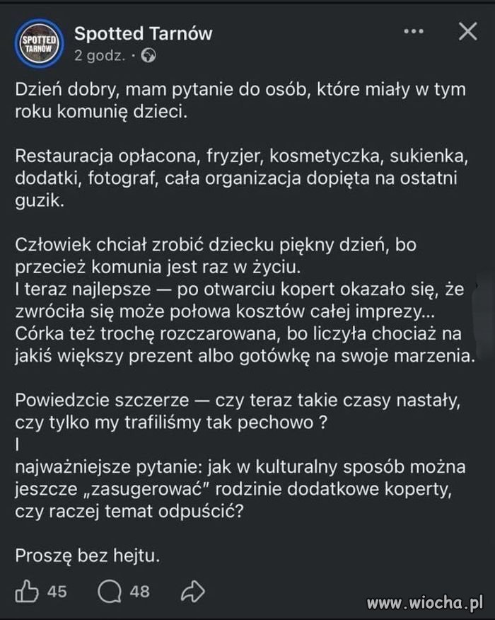 Komunia, komunia kto chce niech dzieci wysyła 