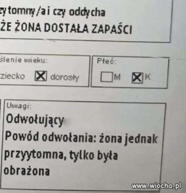 Żona jednak była przytomna