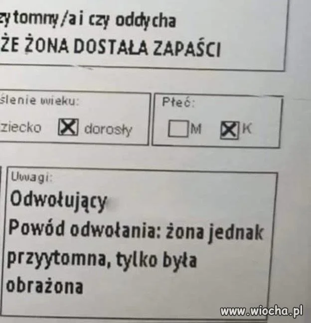 Żona jednak była przytomna