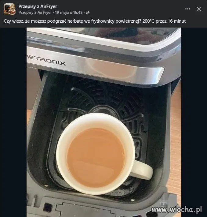 Podgrzewanie herbaty w airfryerze