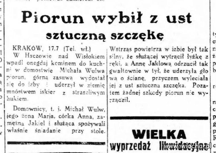 Piorun wybił z ust sztuczną szczękę