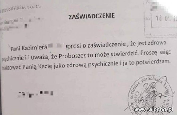 Pani Kazia jest zdrowa psychicznie