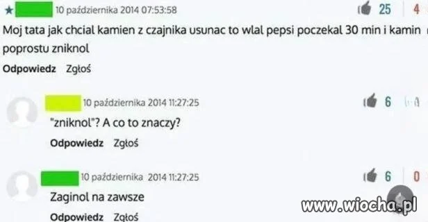 A co to znaczy "zniknol"?