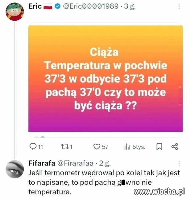 Termometr podróżował po całym organizmie