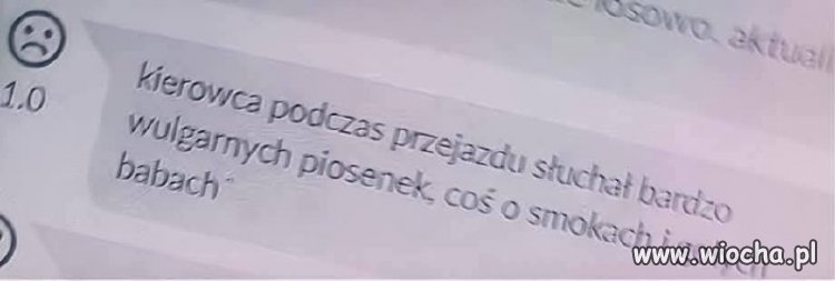 Kierowca słuchał nieprzyzwoitych piosenek