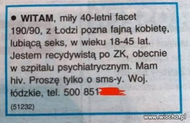 Bardzo zachęcające ogłoszenie
