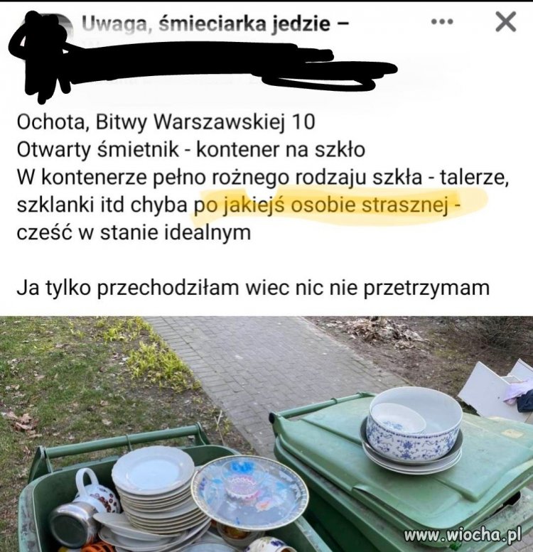 Pełno różnego szkła po jakiejś strasznej osobie