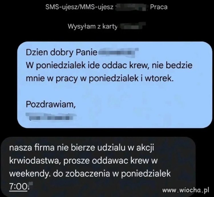 Nasza firma nie bierze udziału w akcji krwiodawstwa