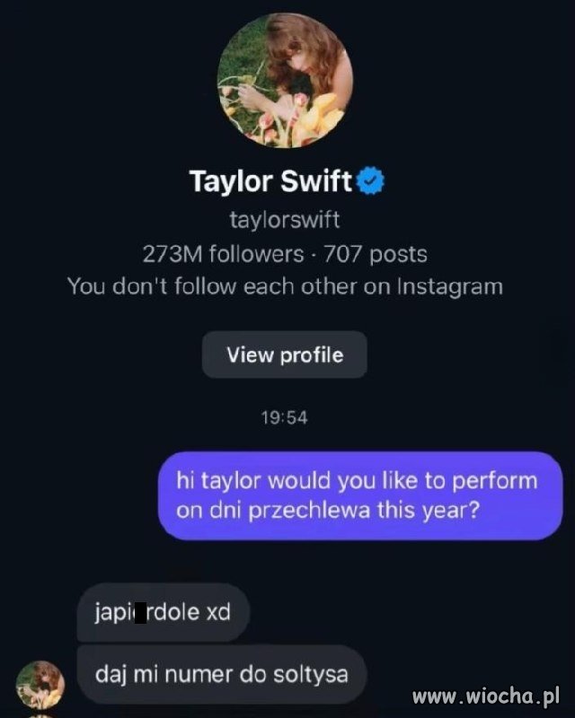 Taylor nie chce wystąpić na Dniach Przechlewa