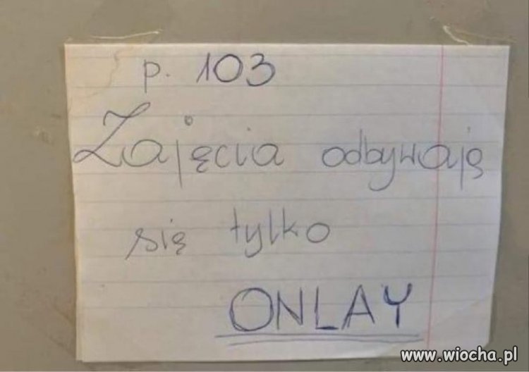 Zajęcia odbywają się tylko onlay