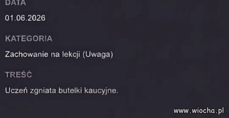 Uwaga za zachowanie na lekcji