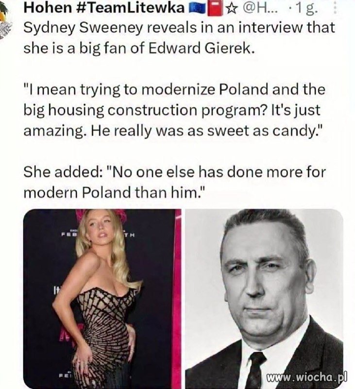 Sydney Sweeney jest fanką Gierka?
