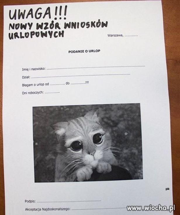 Nowy wzór wniosków urlopowych