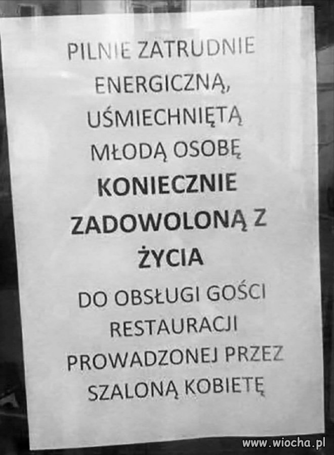 Pilnie zatrudnię osobę
