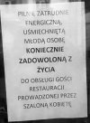 Pilnie zatrudnię osobę