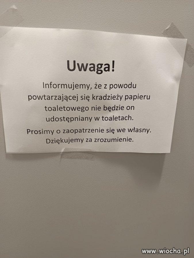 Nie będzie papieru toaletowego w toaletach